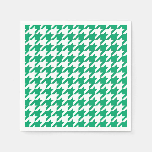 Green and White Houndstooth Check Napkin (Front)