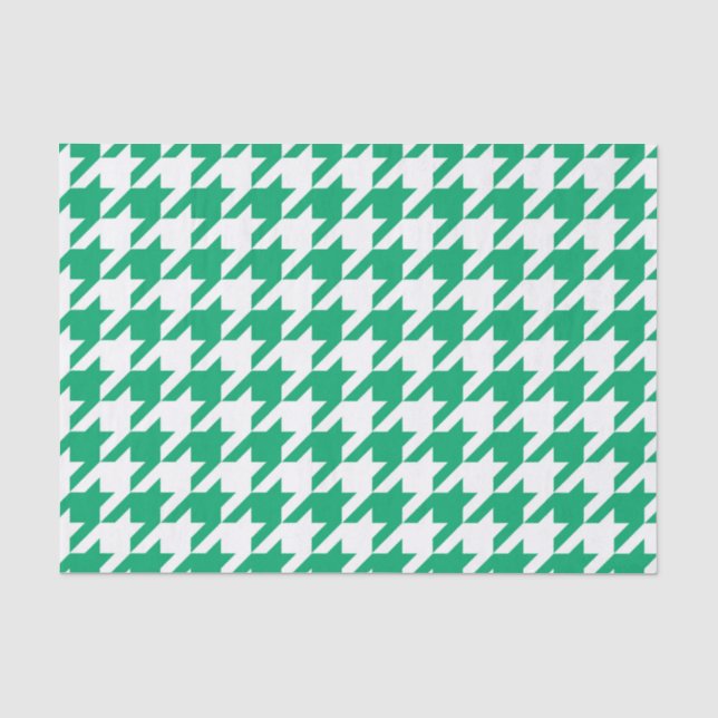 Green and White Houndstooth Check Tissue Paper (Front)