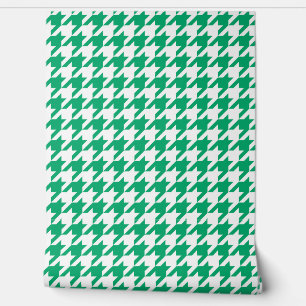Green and White Houndstooth Check Wallpaper