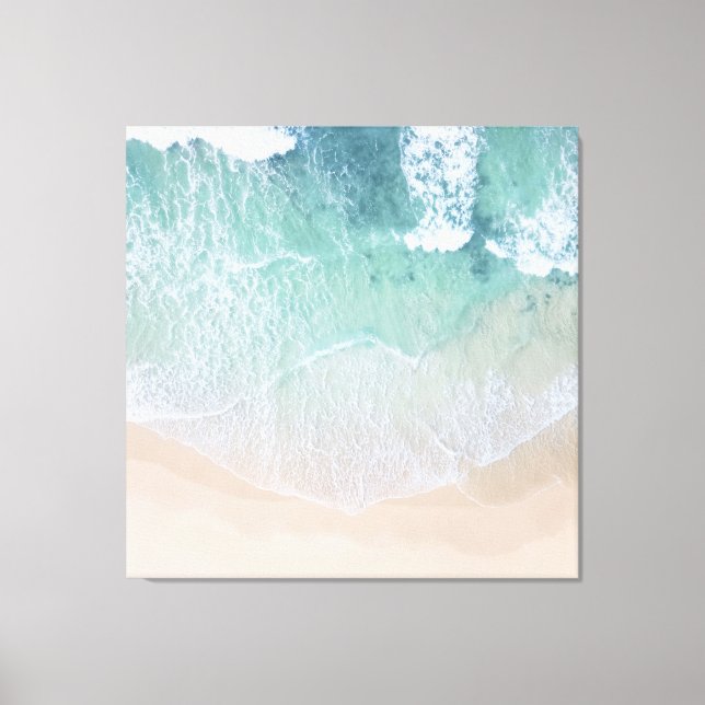 Green And White Lace Beach Sand and Seashore Canvas Print (Front)