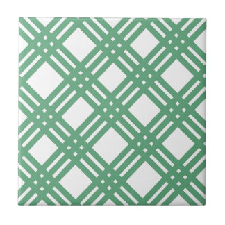 Green and White Lattice Tile