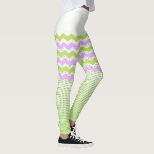 green and white leggings with zigzag