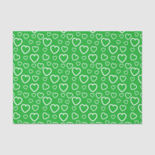 Green and White Love Hearts Pattern Tissue Paper