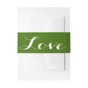 Green And White Love Wedding Invitation Belly Band