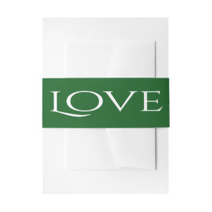 Green And White Love Wedding Invitation Belly Band