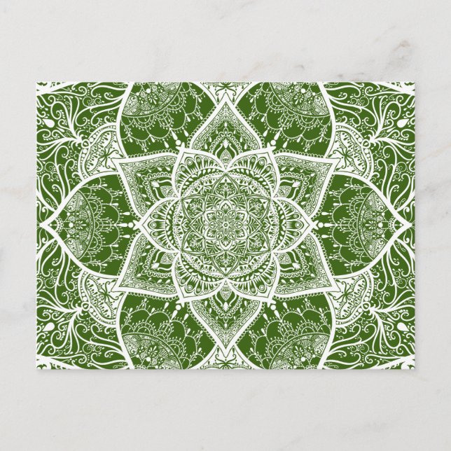 Green and White Mandala - Loergann in Marsh Postcard (Front)