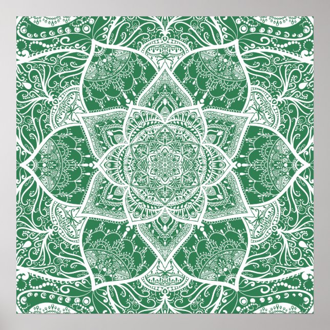Green and White Mandala - Loergann in Rosemary Poster (Front)