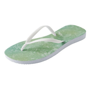 Green and White Marble Swirl Abstract Jandals