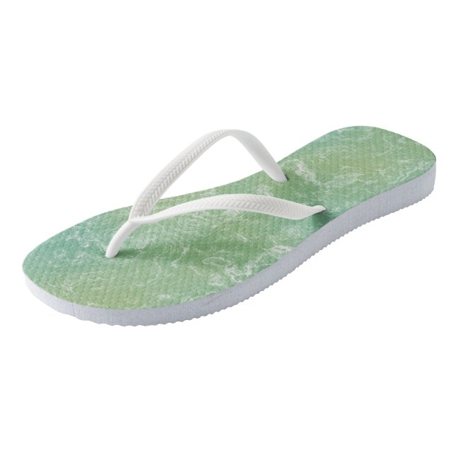 Green and White Marble Swirl Abstract Jandals (Angled)