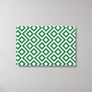 Green and White Meander Canvas Print