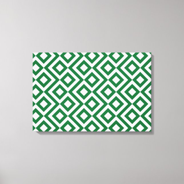 Green and White Meander Canvas Print (Front)