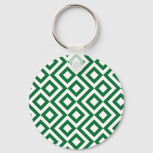 Green and White Meander Key Ring