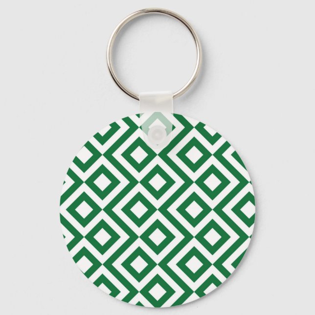 Green and White Meander Key Ring (Front)