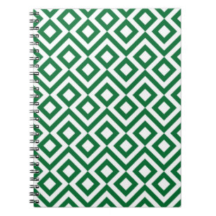 Green and White Meander Spiral Notebook