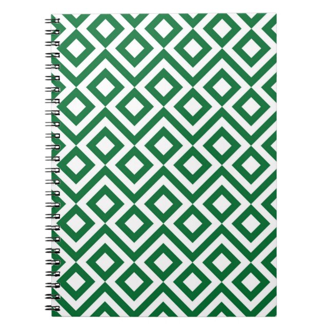 Green and White Meander Spiral Notebook (Front)
