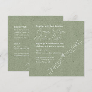 Green and White Minimalist Wedding Invitation