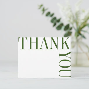 Green and White Modern Large Text Thank You Note Card