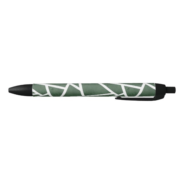 Green and white mosaic pattern black ink pen (Bottom)
