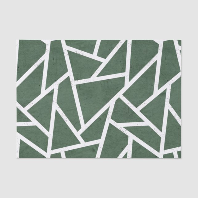 Green and white mosaic pattern tissue paper (Front)