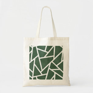 Green and white mosaic pattern tote bag
