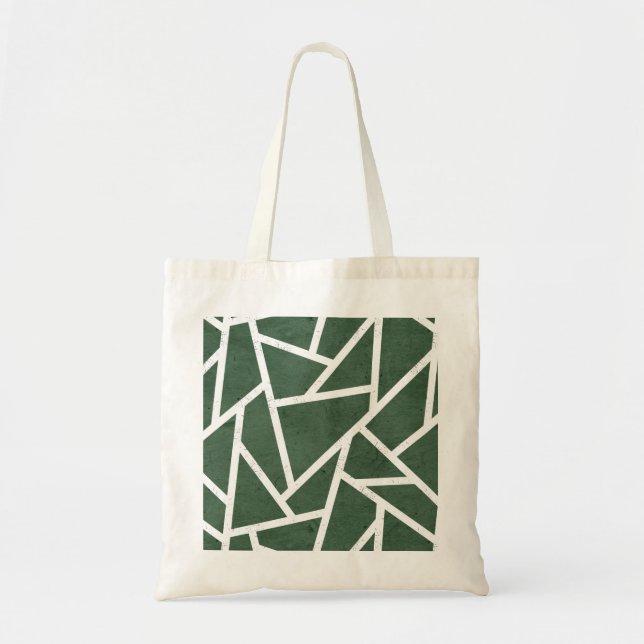 Green and white mosaic pattern tote bag (Front)