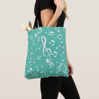 Green and White Music Lover Tote Bag