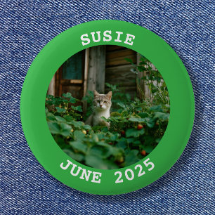 Green and White Name Round Family Photo 6 Cm Round Badge