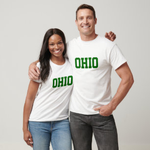 Green and White OHIO Text Sports Shirt