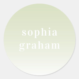 Green and White Ombre Classic Round Sticker