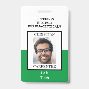 Green and White Organisation Photo Name Badge ID Badge
