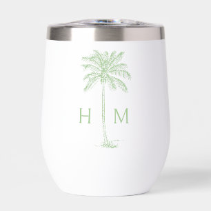 Green and White Palm Palmetto Tree Monogram
