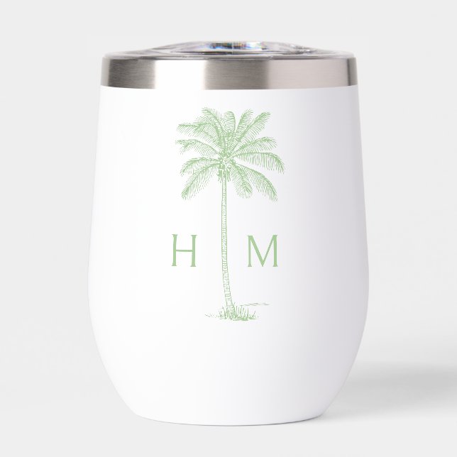 Green and White Palm Palmetto Tree Monogram (Front)