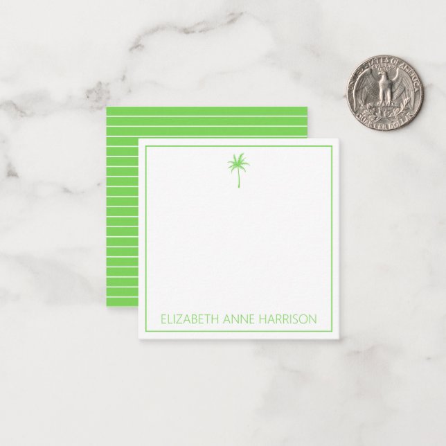 Green and White Palm Trees and Stripes Card (Front/Back In Situ)