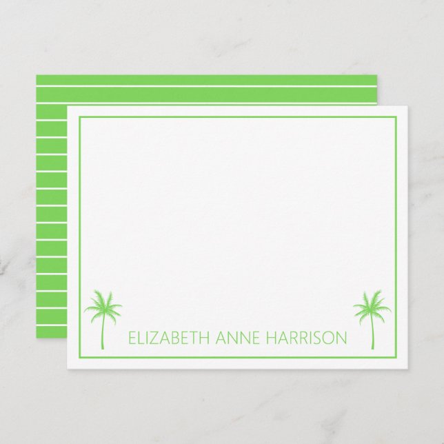 Green and White Palm Trees and Stripes Card (Front/Back)