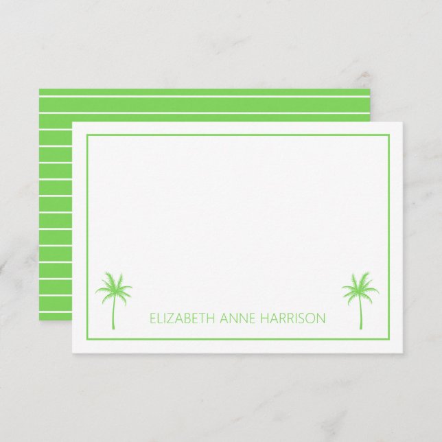 Green and White Palm Trees and Stripes Card (Front/Back)