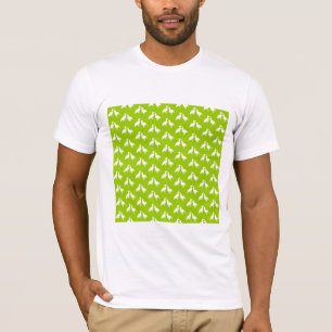 Green and White Pattern of Birds. T-Shirt