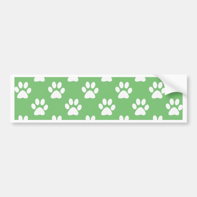 Green and white paws pattern bumper sticker (Front)