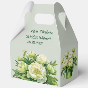 Green and White Peony Elegant Bridal Shower Favour Box