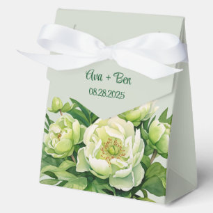Green and White Peony Elegant Wedding Favour Box