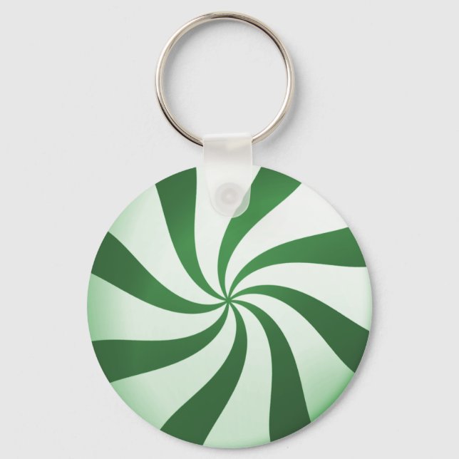 Green and White Peppermint Candy Keychain (Front)