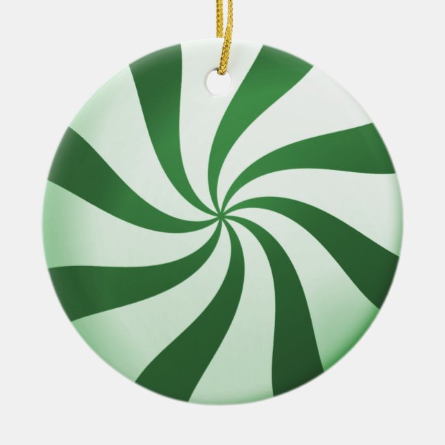 Green and White Peppermint Candy Ornament (Front)