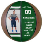 Green and White Personalised Photo Basketball Ball