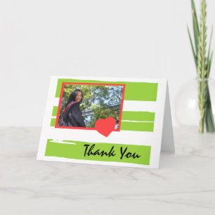 Green and White Photo Graduation Thank You Card