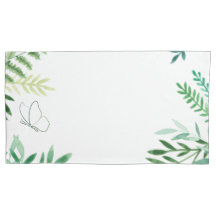 Green and White Pillowcase