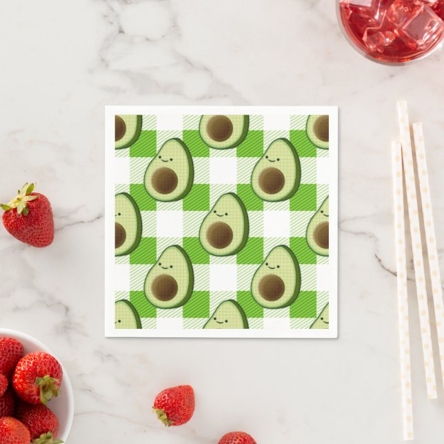 Green and White Plaid Avocado Tartan Pattern Napkin (Insitu)