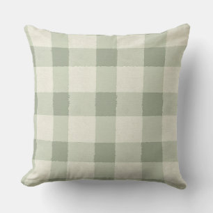 Green and White Plaid Cushion