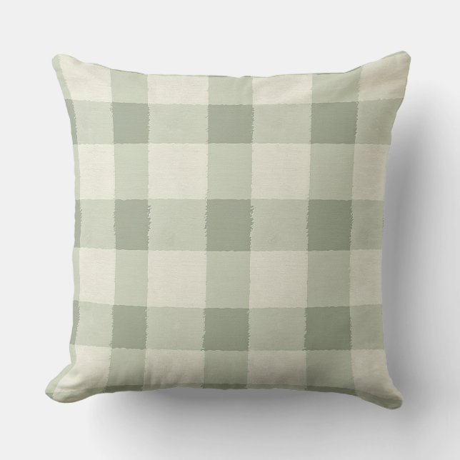 Green and White Plaid Cushion (Front)