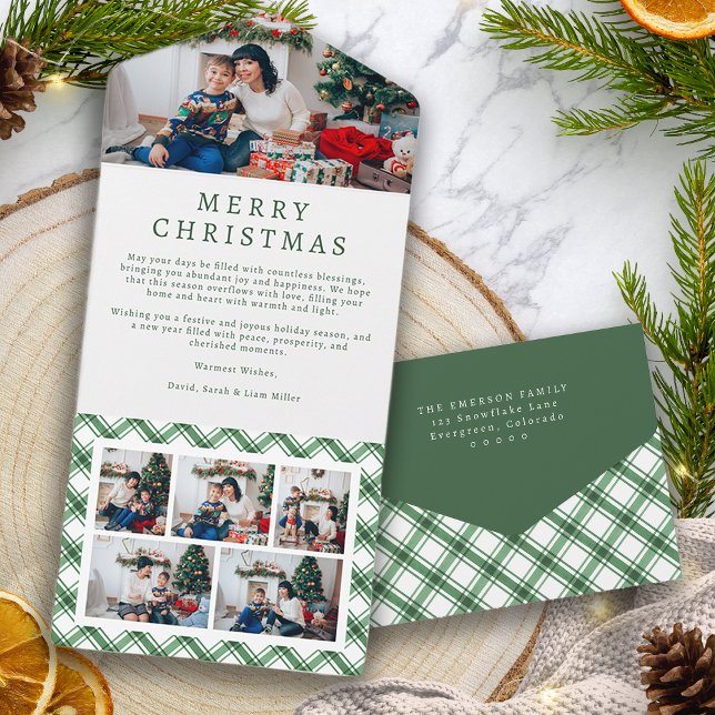 Green and White Plaid Holiday Trifold Card (Green and White Plaid Holiday Trifold Card
)