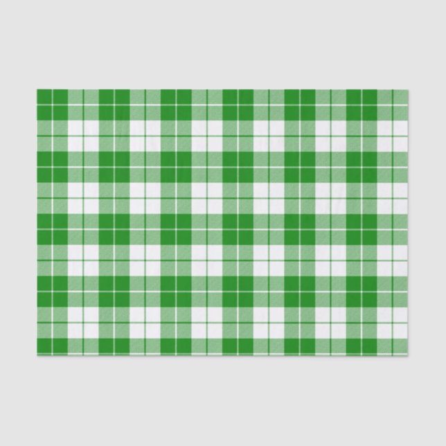 Green and White Plaid Pattern Tissue Paper (Front)