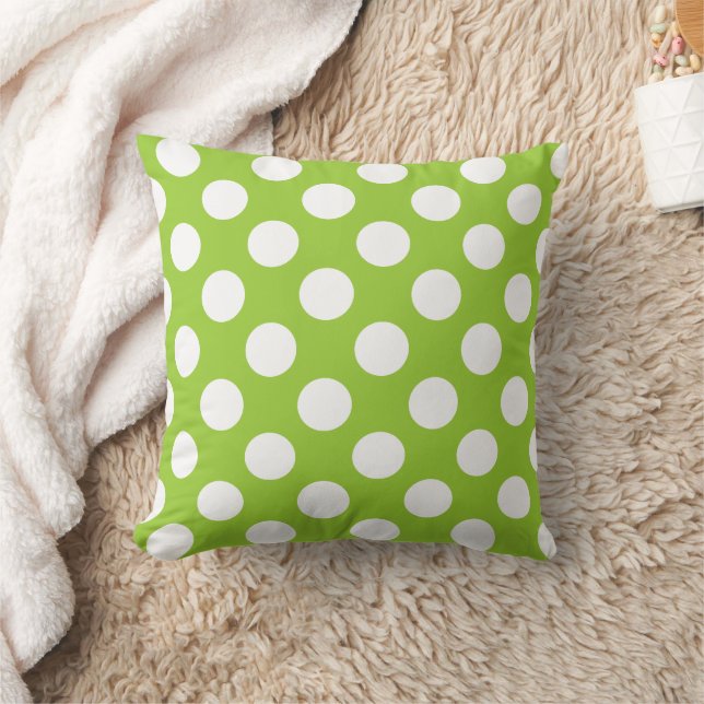 Green and White Polka Dot Pattern Cushion (Blanket)